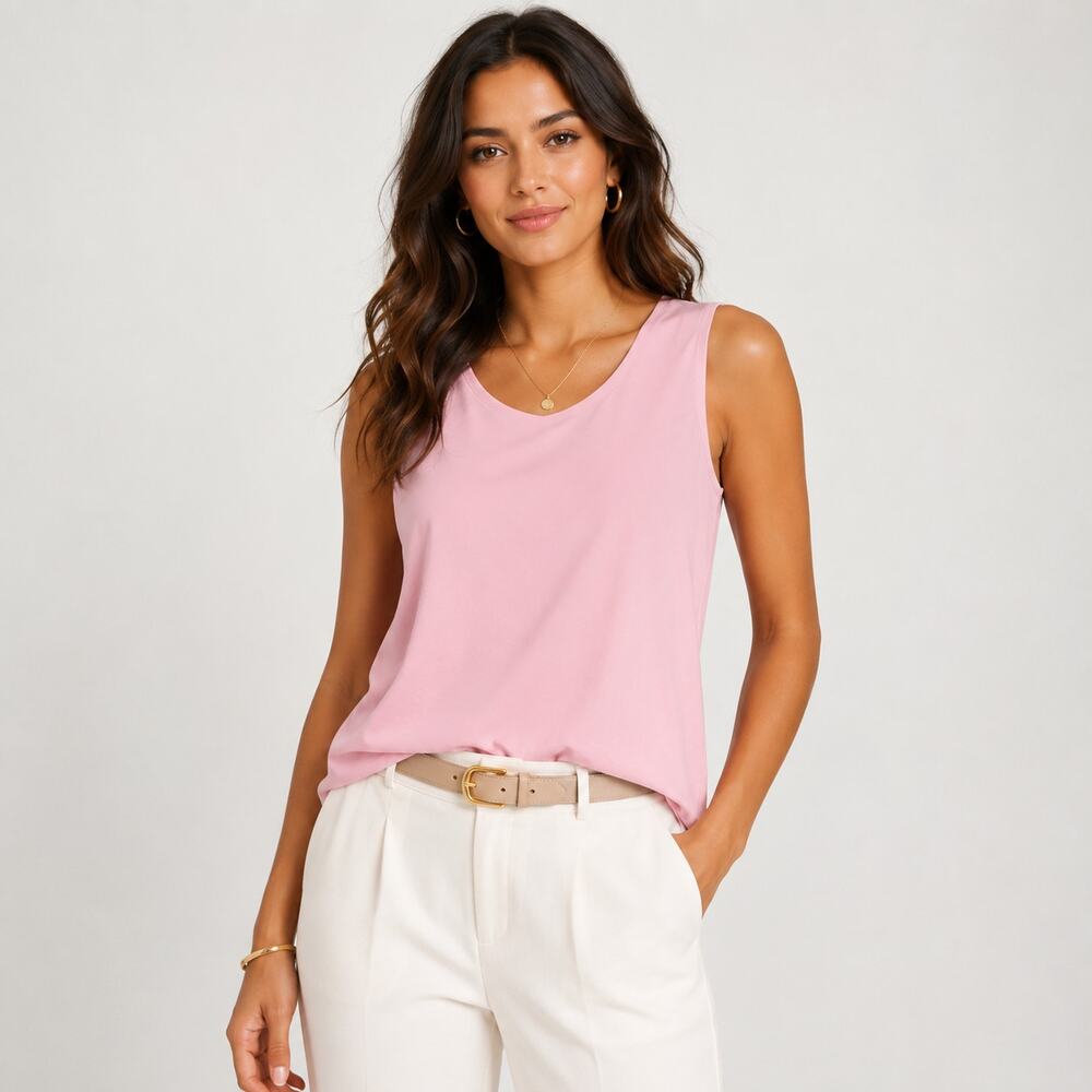 Susan Graver Liquid Tank Women's Size M Light Pink Casual Summer Minimalist